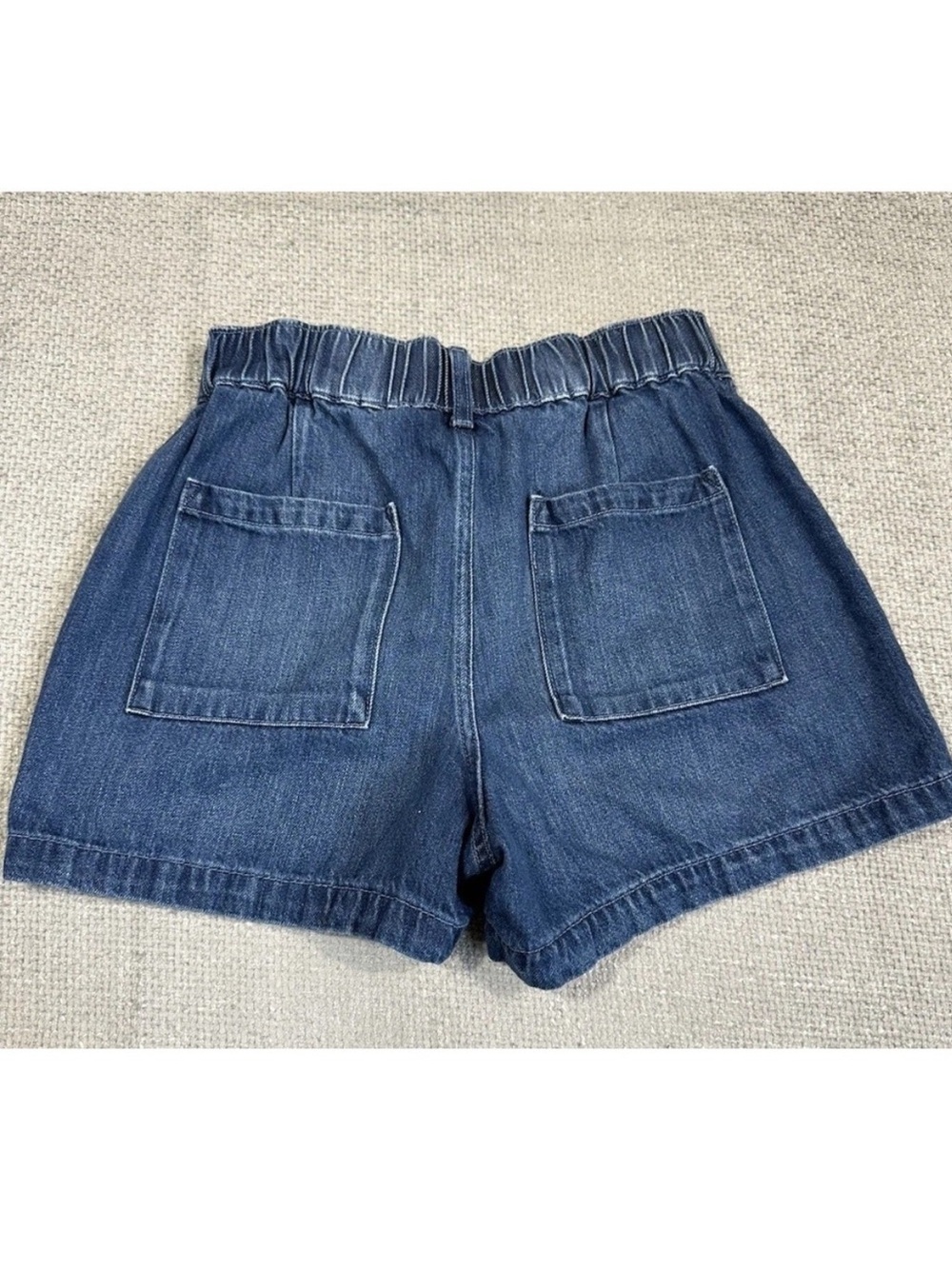 GAP High Rise Utility Shorts Dark Wash Elastic Waist Denim Shorts Medium - Picture 3 of 10